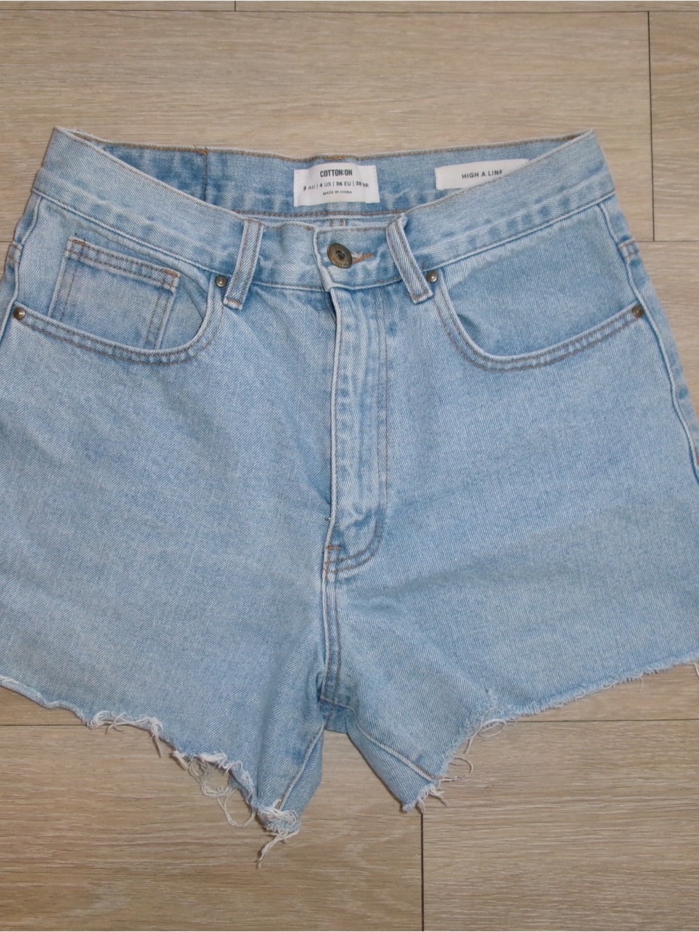Cotton On Light Blue High-Rise A Line Cutoff Denim Shorts